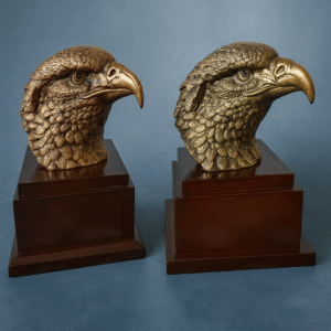 Majestic Eagle Head Bookends – Antique Bronze Finish