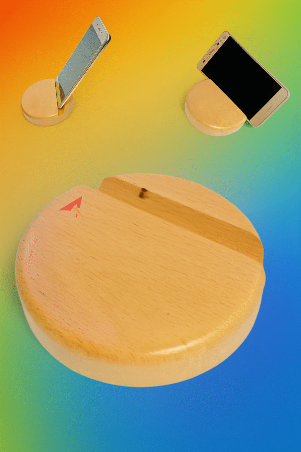 Premium Round Wooden Mobile Stand