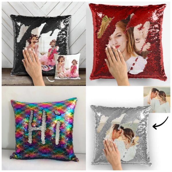 Custom Magic Sequin Photo Pillow - Image 3